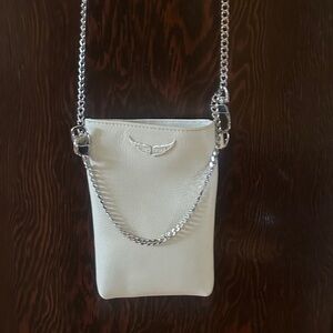 Zadig & Voltaire White Crossbody Bag with Silver Chain